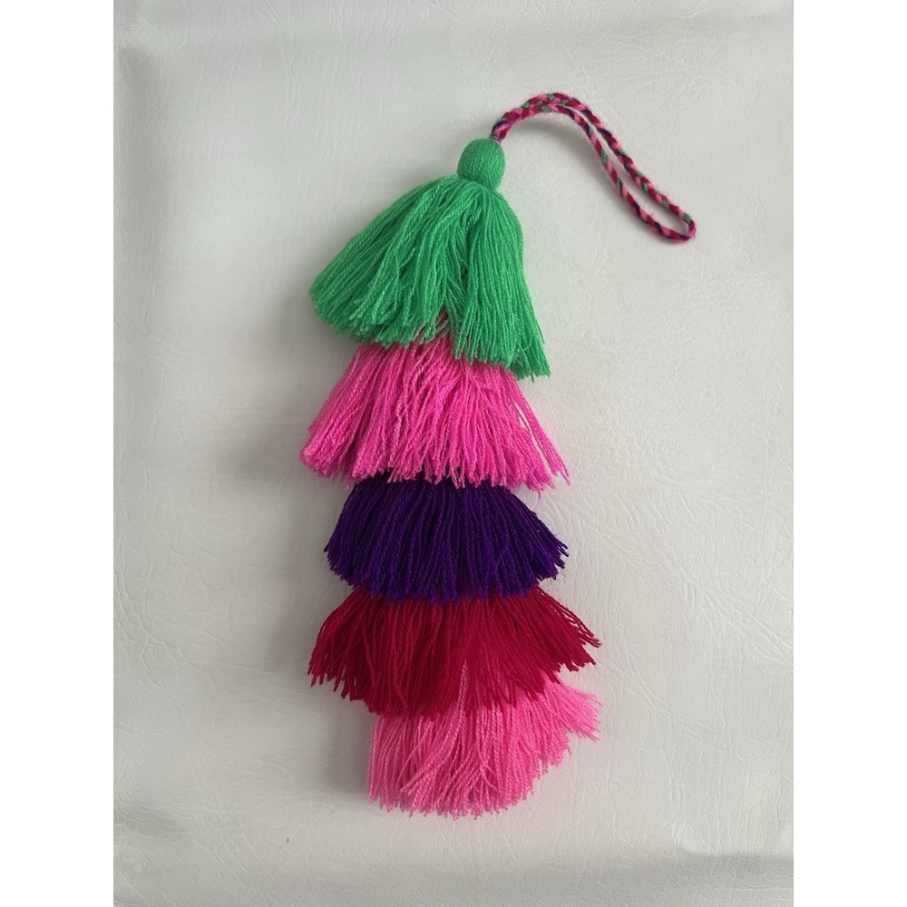 Multi Tassel Bag Charm Ornament Handmade Mexican Folk Boho Gift Hippie Rainbow